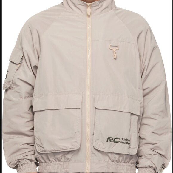 RCOS Taupe Cargo Track Jacket Mauve Polyester Utility Men’s - Picture 2 of 6